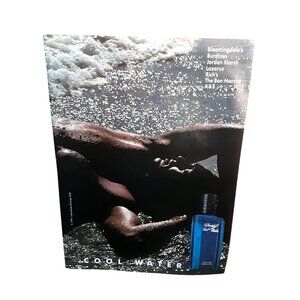 1994 Davidoff Cool Water Vintage Print Ad Men’s Fragrance Perfume Beach Art